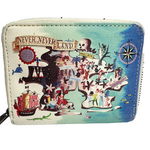 Loungefly Never Never Land Peter Pan Zip Around Bi-Fold Wallet Off White